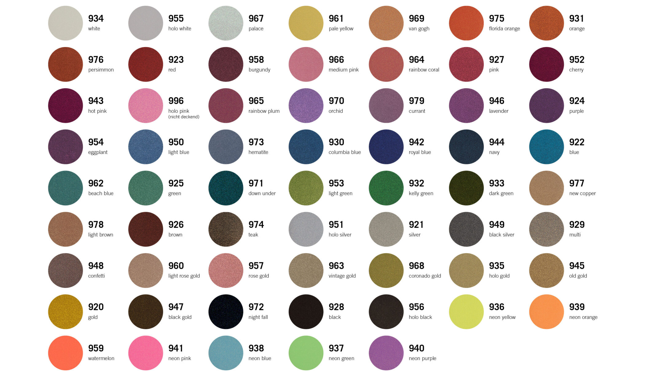 Colour selection for STAHLS' CAD-CUT Glitter Flake heat transfer vinyl