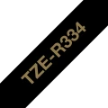 Brother Original TZe-R334 Satin Ribbon – Gold on Black, 12mm Wide