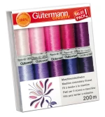 G&uuml;termann Embroidery Thread Set in Pink and Purple Colours