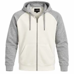 JAMES &amp; NICHOLSON MEN'S LIFESTYLE ZIP-HOODY Offwhite/Grey Heather Large