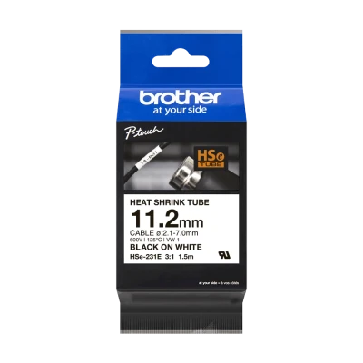 Cheap Brother Original HSe-231E - 11.2 mm Black on White Shrink Flex Tape Brother Original HSe-231E - 11.2 mm Heat Shrink Tube Tape, Black on White